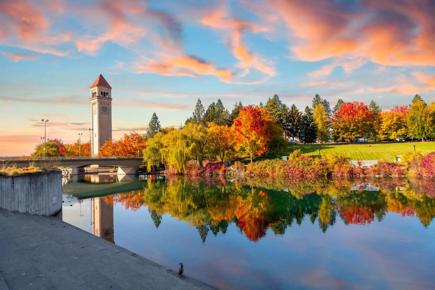 Riverfront Park and the Clocktower in Spokane in fall